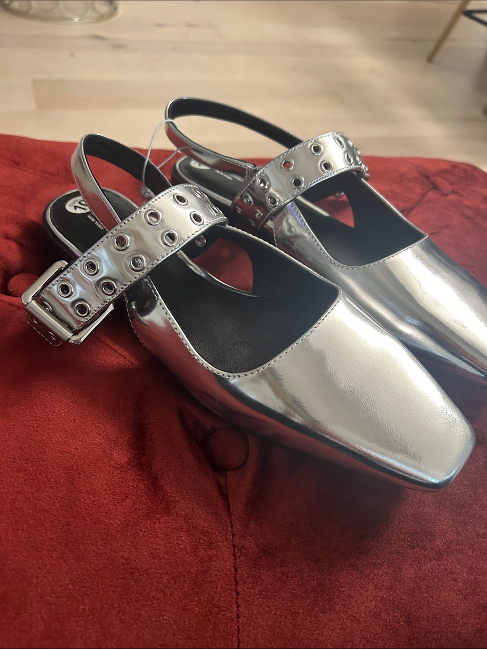 rag & bone Silver Metallic Grommet Strap Slingback Mules size 10 Like New